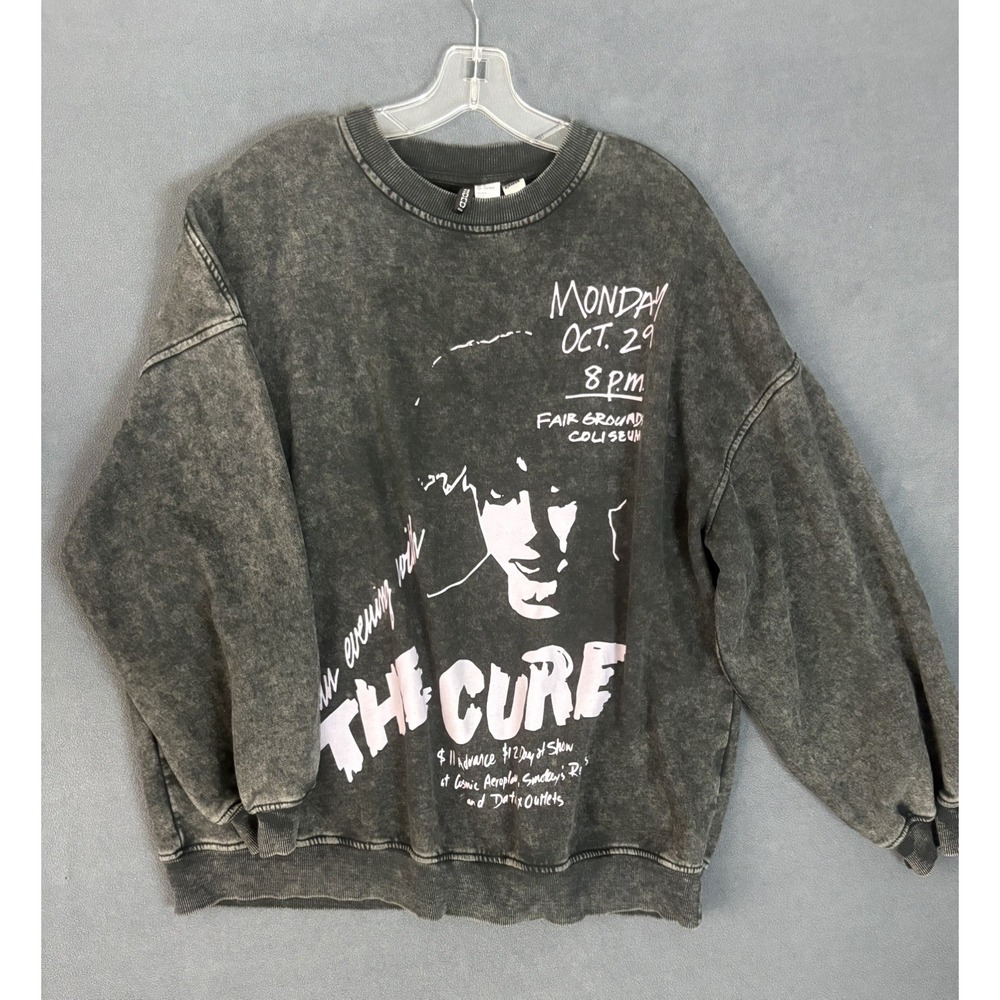 The Cure H & M Divided Oversized Sweatshirt Acid Washed Band 1984 Tour Large